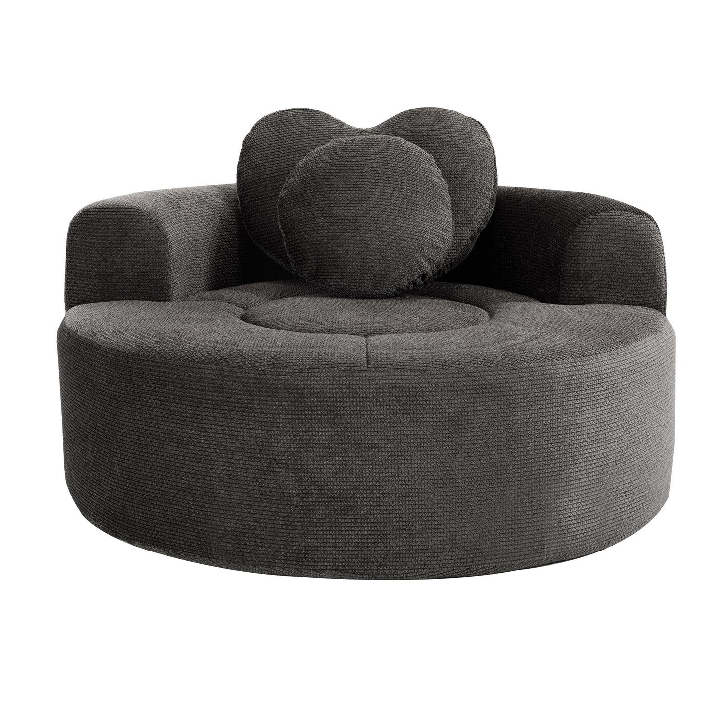 Round Sofa Bed with Memory Foam Sectional Couches for Living Room, Cloud Couch with three pillows, Black+gray image 4