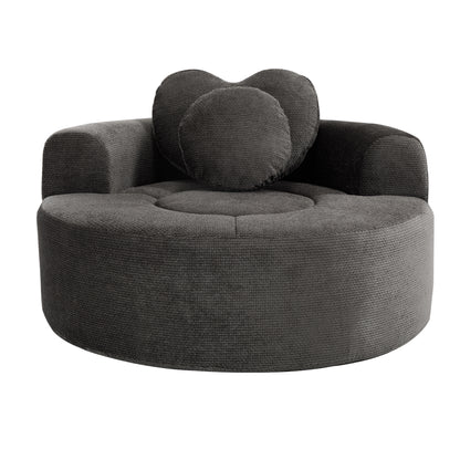 Round Sofa Bed with Memory Foam Sectional Couches for Living Room, Cloud Couch with three pillows, Black+gray image 4