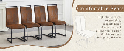 Set of 4 Vintage Brown Tech Fabric Dining Chairs: 39.3" High, 20.4" Ergonomic Backrest, 17" Deep Seat, Ideal for Dining Room, Café & Leisure Area, Stylish & Comfortable image 10