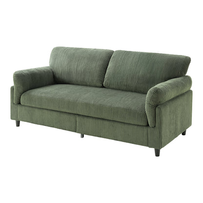 82.6" Corduroy Loveseat Sofa, Mid-Century Modern 2-Seater Couch, Iron & Wood Frame Construction,Soft Fabric Upholstered Love Seat for Living Room & Bedroom image 3