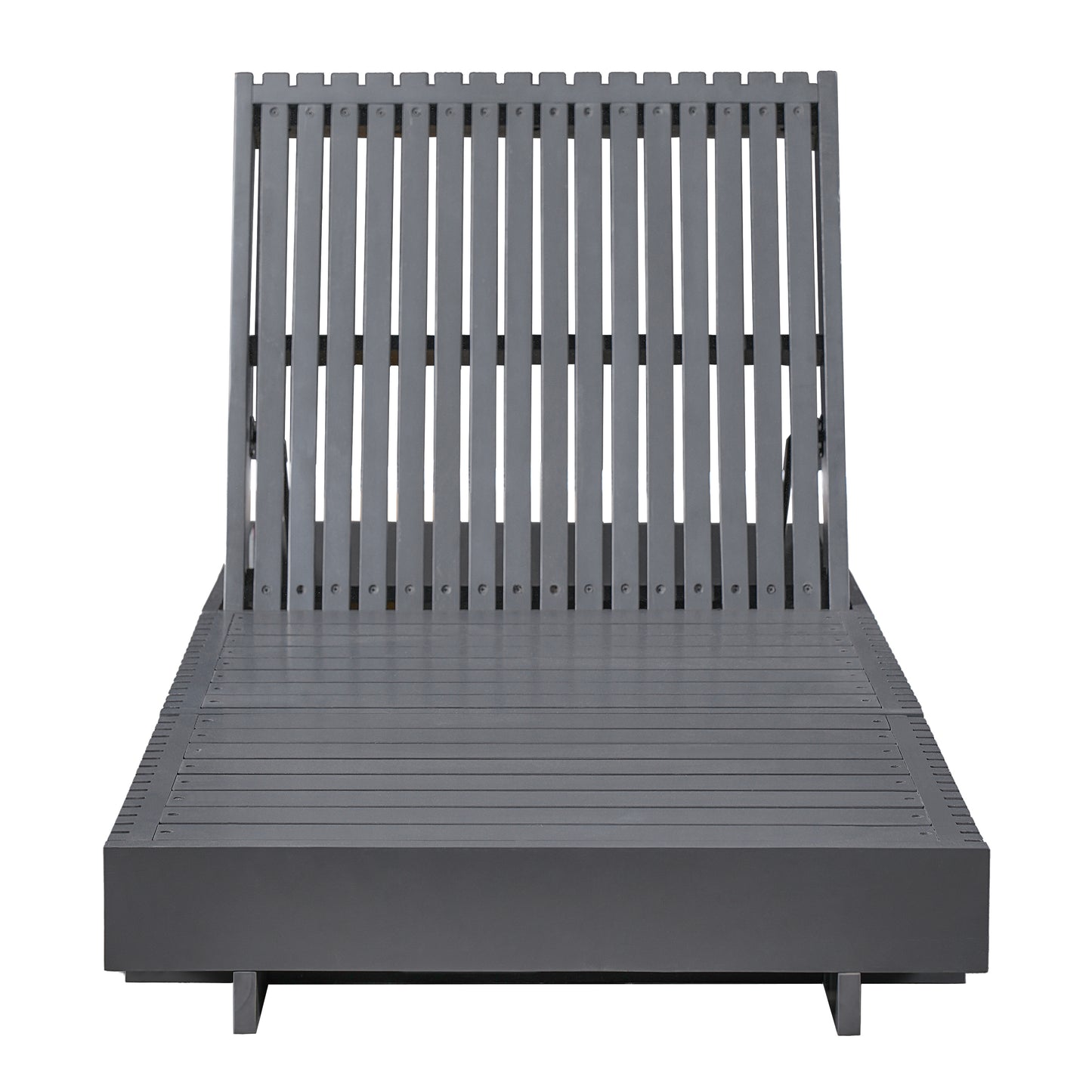 Dark Gray Acacia Solid Wood Outdoor Chaise Lounge with Cream Water-Repellent Cushion, 400lbs Capacity, Modern Patio Sun Lounger for Garden, Poolside image 11