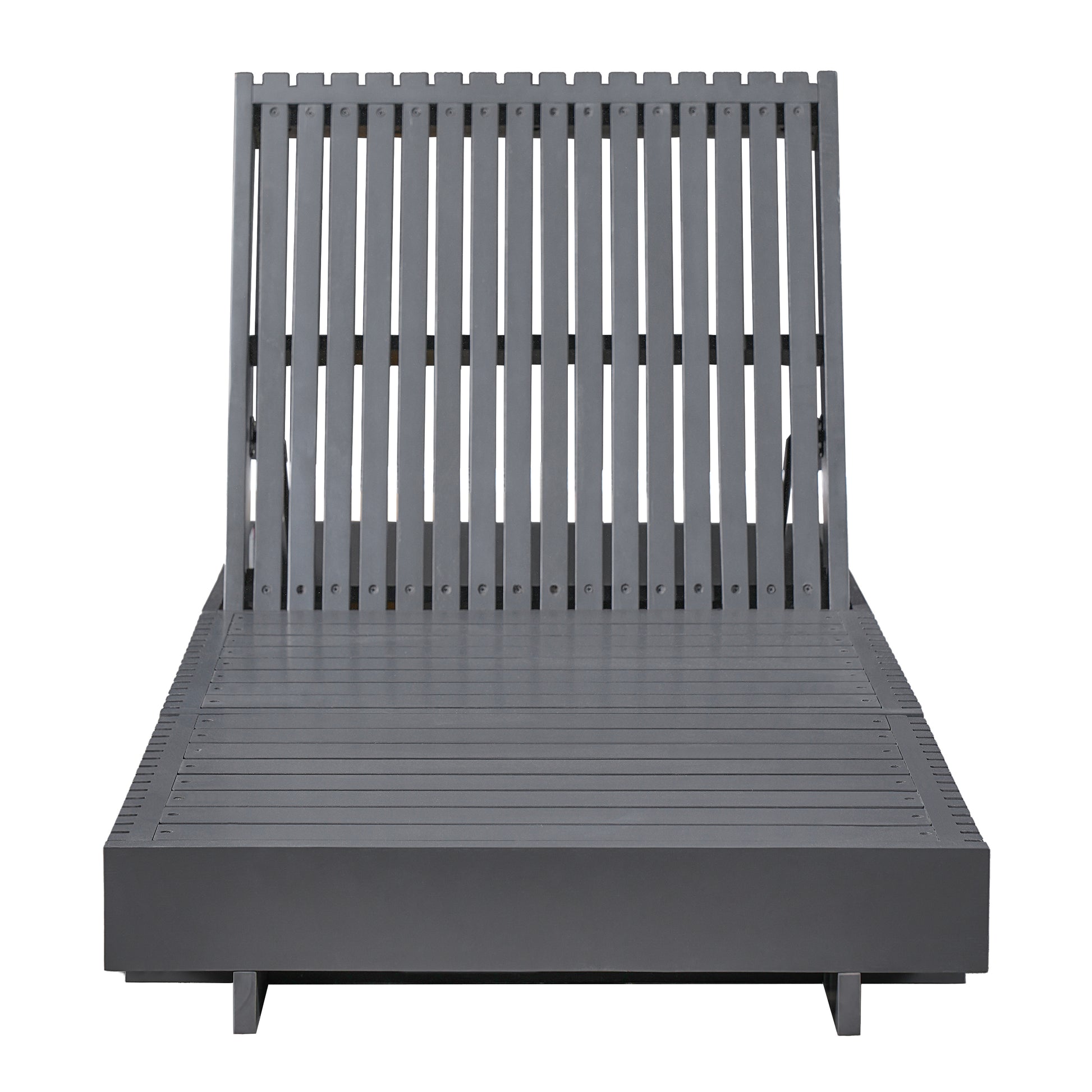 Dark Gray Acacia Solid Wood Outdoor Chaise Lounge with Cream Water-Repellent Cushion, 400lbs Capacity, Modern Patio Sun Lounger for Garden, Poolside image 11
