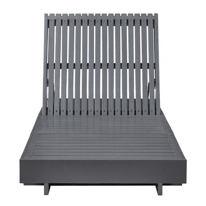 Dark Gray Acacia Solid Wood Outdoor Chaise Lounge with Cream Water-Repellent Cushion, 400lbs Capacity, Modern Patio Sun Lounger for Garden, Poolside image 11