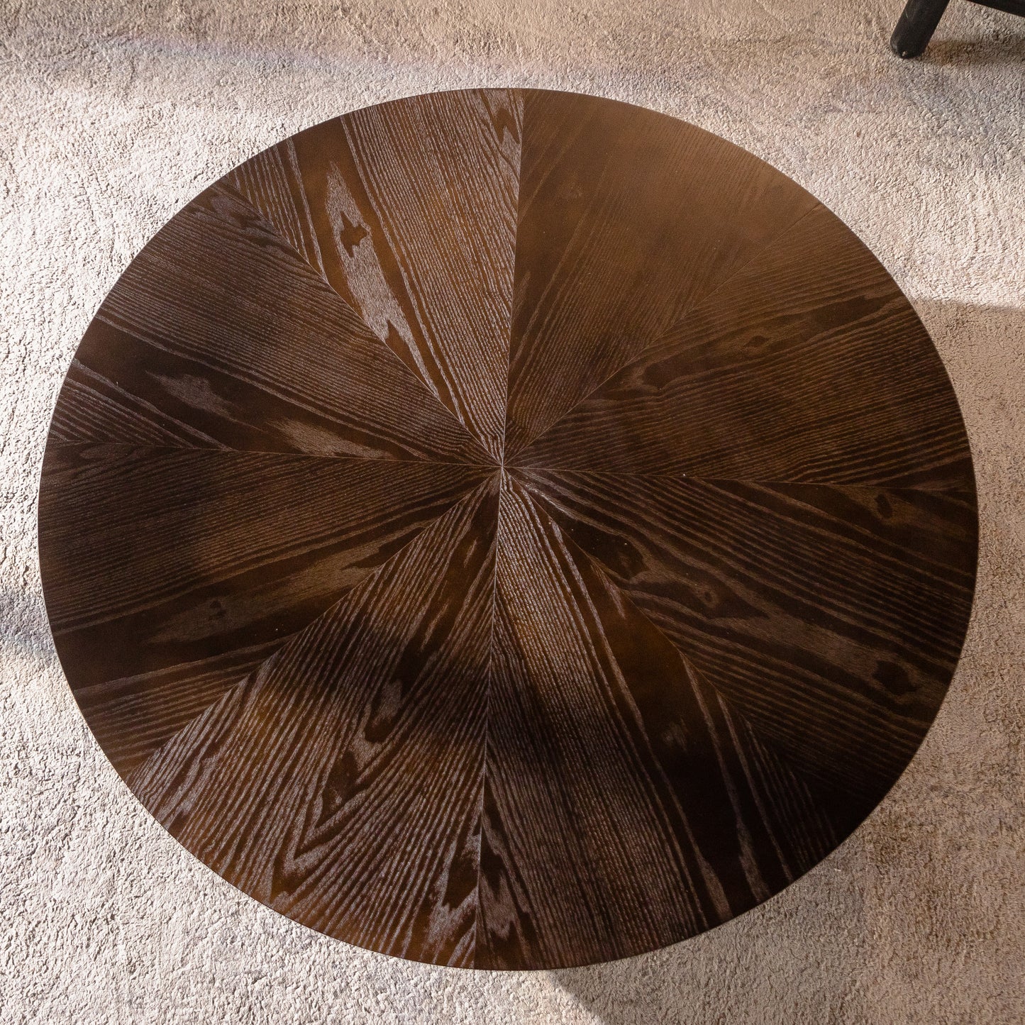 39.37" Retro Round Coffee Table with Storage Space, Suitable for Living Room and Office, Brown image 9