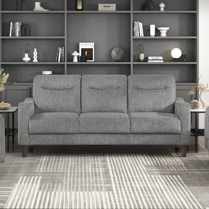 Modern Design 3-Seater Sofa Gray Chenille Upholstery Comfort Pocket Coils Classic Solidwood Frame Living Room Furniture 1pc image 7