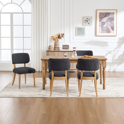 Wooden Dining Chairs Set of 2, Modern Fabric Upholstered Dining Room Chair Kitchen Chairs, Farmhouse Dinner Chair for Kitchen Dining Room image 9