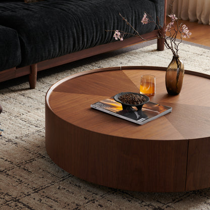 35.4-inch coffee tables, circular walnut design, suitable for living rooms, walnut material, suitable for bedrooms, living rooms, and offices image 11
