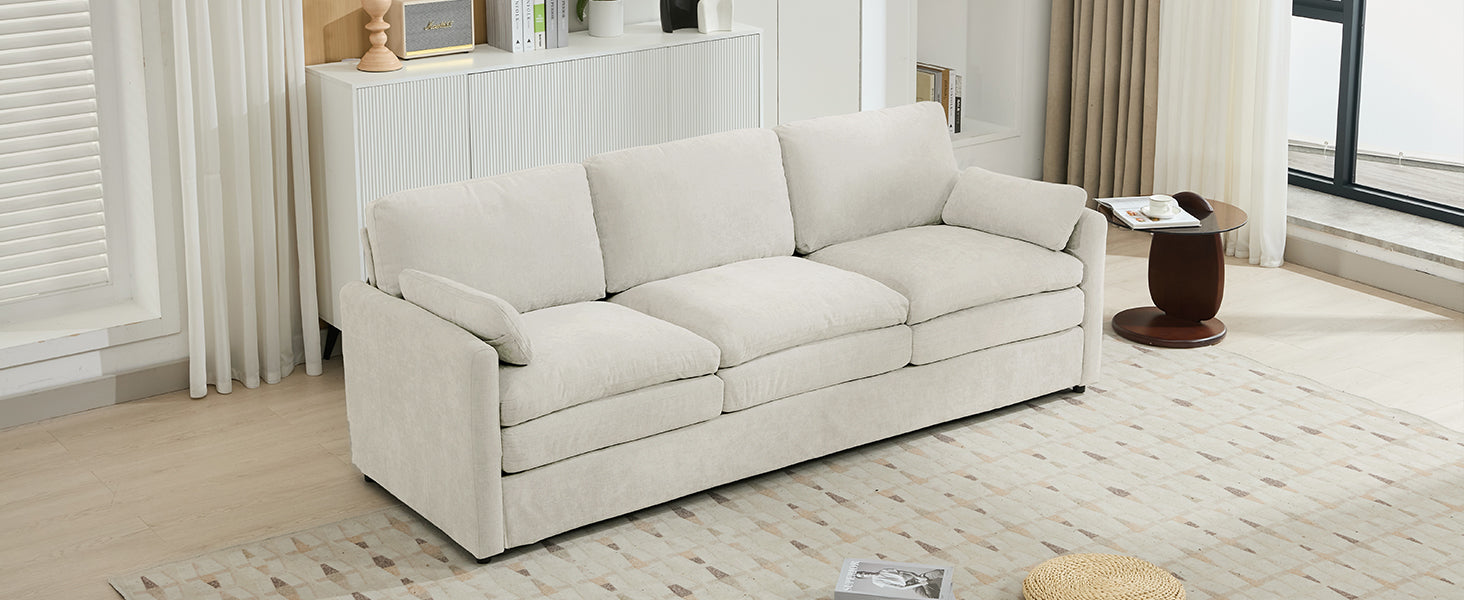 89" Cozy Upholstered 3-seater Sofa Oversized Comfy Cloud Sofa Double Cushion 3-seater Sofa Plush Cushion Sofa Couch for Living Room, Beige image 6