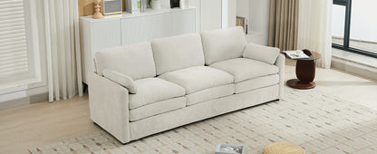 89" Cozy Upholstered 3-seater Sofa Oversized Comfy Cloud Sofa Double Cushion 3-seater Sofa Plush Cushion Sofa Couch for Living Room, Beige image 6