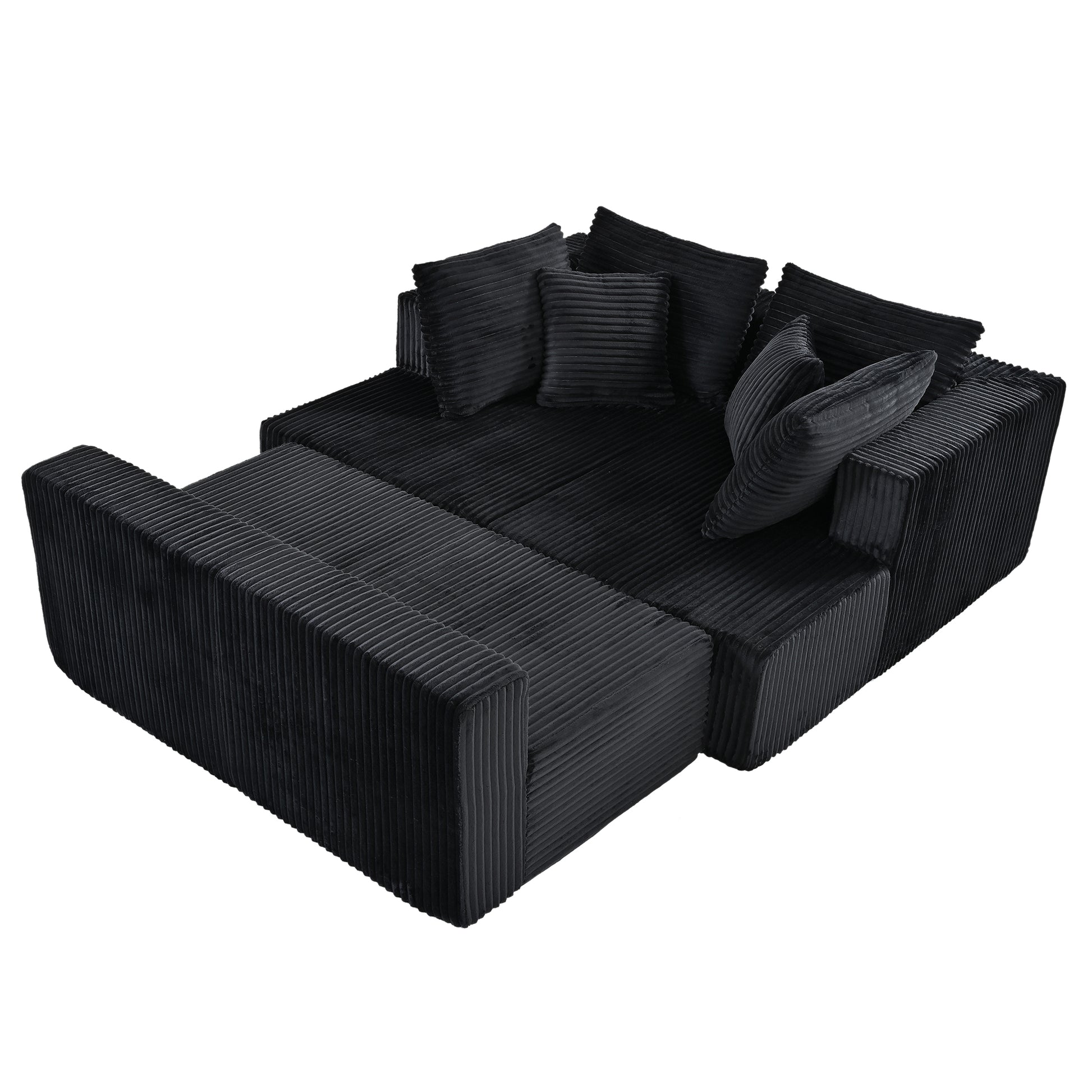132.1 Inch Modular Sectional Sofa, U-Shaped Corduroy Sofa Couch with Double Chaise, Oversized Deep Seat Cloud Couch for Living Room, Apartment, Black image 5