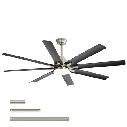 52-Inch Smart Ceiling Fan With Lights,6 Wind Speed,With 8 Black ABS Blades,Voice Remote,Fan For Bedroom,Living Room,Patio,Kitchen image 2