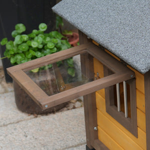45 Inch Solid Wood Dog House, Cozy Outdoor Shelter for Medium & Small Dogs with Lockable Ventilated Door, Waterproof Insulated Felt Roof & Charming Design image 2