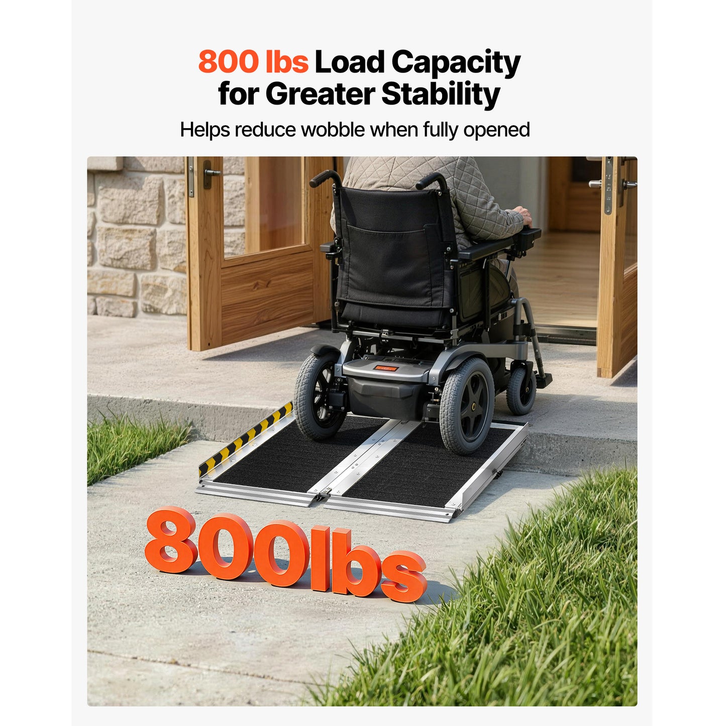 Portable Wheelchair Ramp, 2FT, Non-Slip Aluminum Folding Handicap Ramp for Wheelchair, 800 lbs Capacity, Door Threshold Ramps for Home Steps, Stairs, Entry, Threshold, Doorways, Scooter, Curbs image 6
