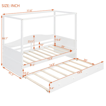 Twin Size Canopy Day Bed with twin size Trundle, White(Old SKU:N708P373423K) image 6