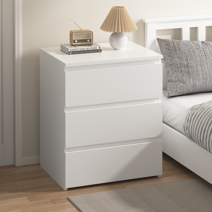 (Set of 2)3 Drawer Dresser, Small Dresser for Closet, Wooden White Nightstand for Bedroom, Chest of Drawers Side Table Storage Cabinet for Home Office, Each box Contains Two Side Tables image 9