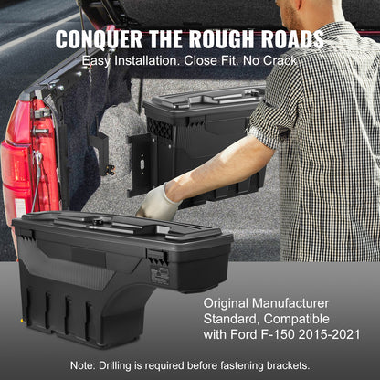 Truck Bed Storage Box, Lockable with Password Padlock, 6.6 Gal/25 L ABS Wheel Well Tool Box, Waterproof and Durable, Compatible with Ford F-150 2015-2021, Drivers Side (Left) image 6