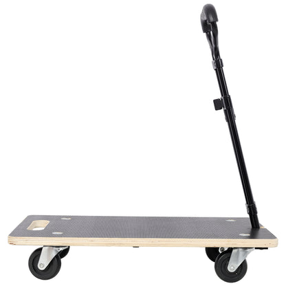 Heavy Duty Wooden Rectangle Moving Dolly with Ergonomic Handle, 440 LBS Load Capacity 3 Inch PP Casters, Multi Purpose Furniture Plant Transport Cart for Heavy Goods Moving image 4