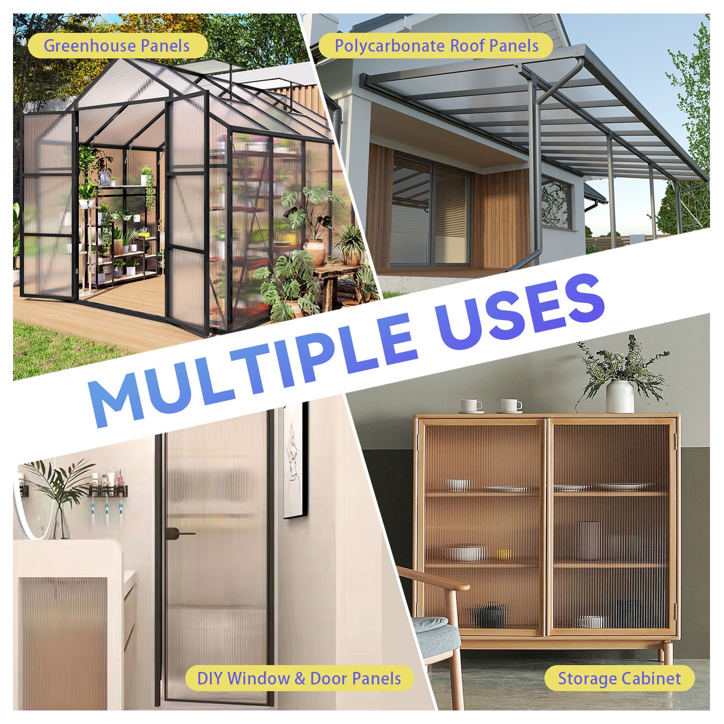 5 x 2FT Twin-Wall Polycarbonate Greenhouse Panels (6 Pack) High Light Transmission & All-Weather Insulated Sheets,Shatter-Resistant Replacement for Glass Roofing,Balcony Divider,Greenhouse image 7