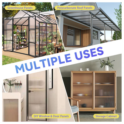 5 x 2FT Twin-Wall Polycarbonate Greenhouse Panels (6 Pack) High Light Transmission & All-Weather Insulated Sheets,Shatter-Resistant Replacement for Glass Roofing,Balcony Divider,Greenhouse image 7