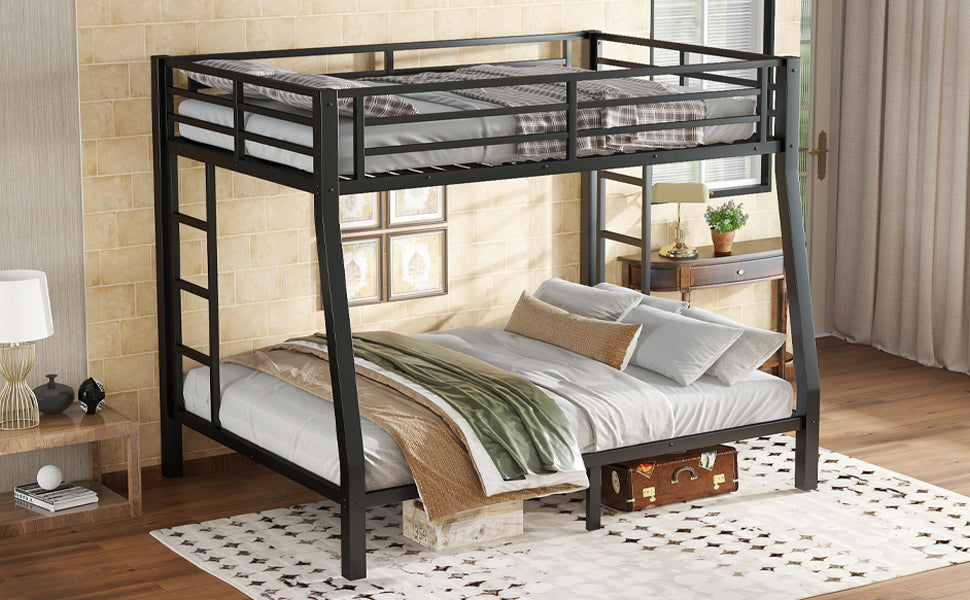 Metal Full XL over Queen Bunk Bed for Teens and Adults,Space-Saving/Noise Reduced/No Box Spring Needed,Black image 12