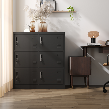 6-Door Employee Storage Locker, Metal Lockers for Office, Gym, School, and Homewith Card Slot (Black) image 5
