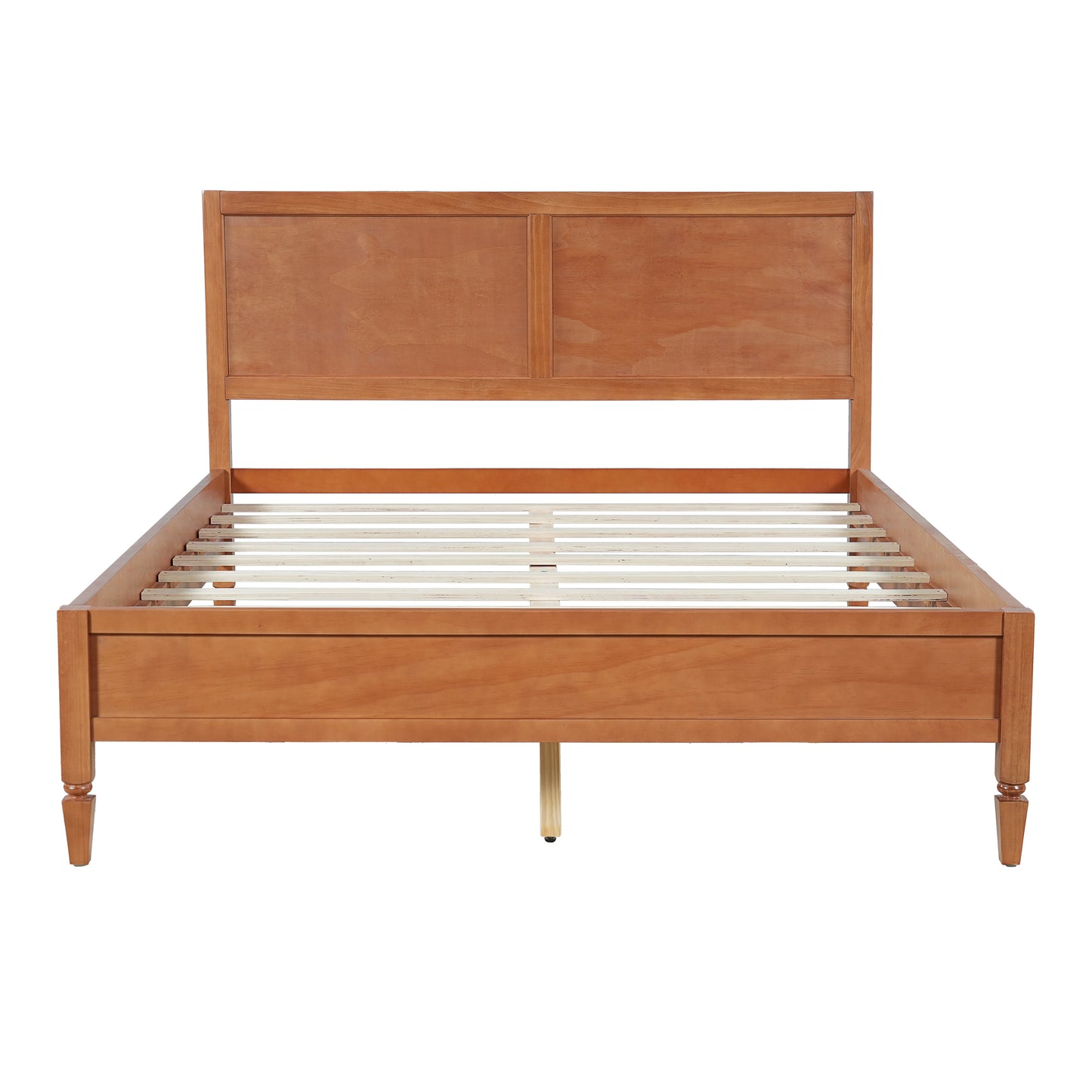 Queen Size Wood Platform Bed Frame with Classic Panel Headboard, Wooden Slats Support, No Box Spring Needed, Easy Assembly, Brown image 4