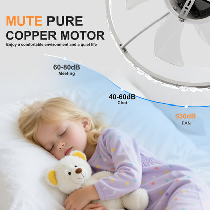 19.7" Ceiling Fans with Lights Remote and APP Control, Dimmable 3-Color and 6-Speed quiet DC Motor, WHITE Ceiling Fan for Living Room Bedroom image 6