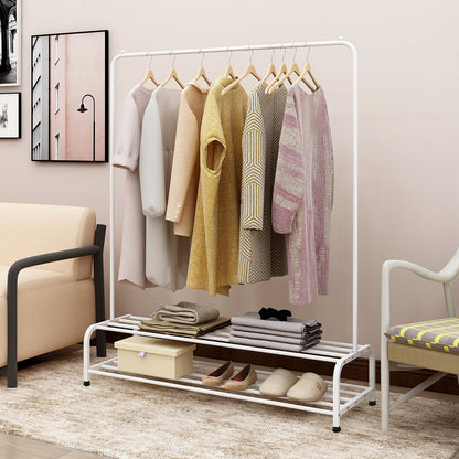 Heavy Duty Garment Rack, Metal Clothes Rack with Bottom Shelf, Standing Coat Rack for Bedroom, Laundry Room, Small Spaces, 47.2"L x 17.7"W, White image 2