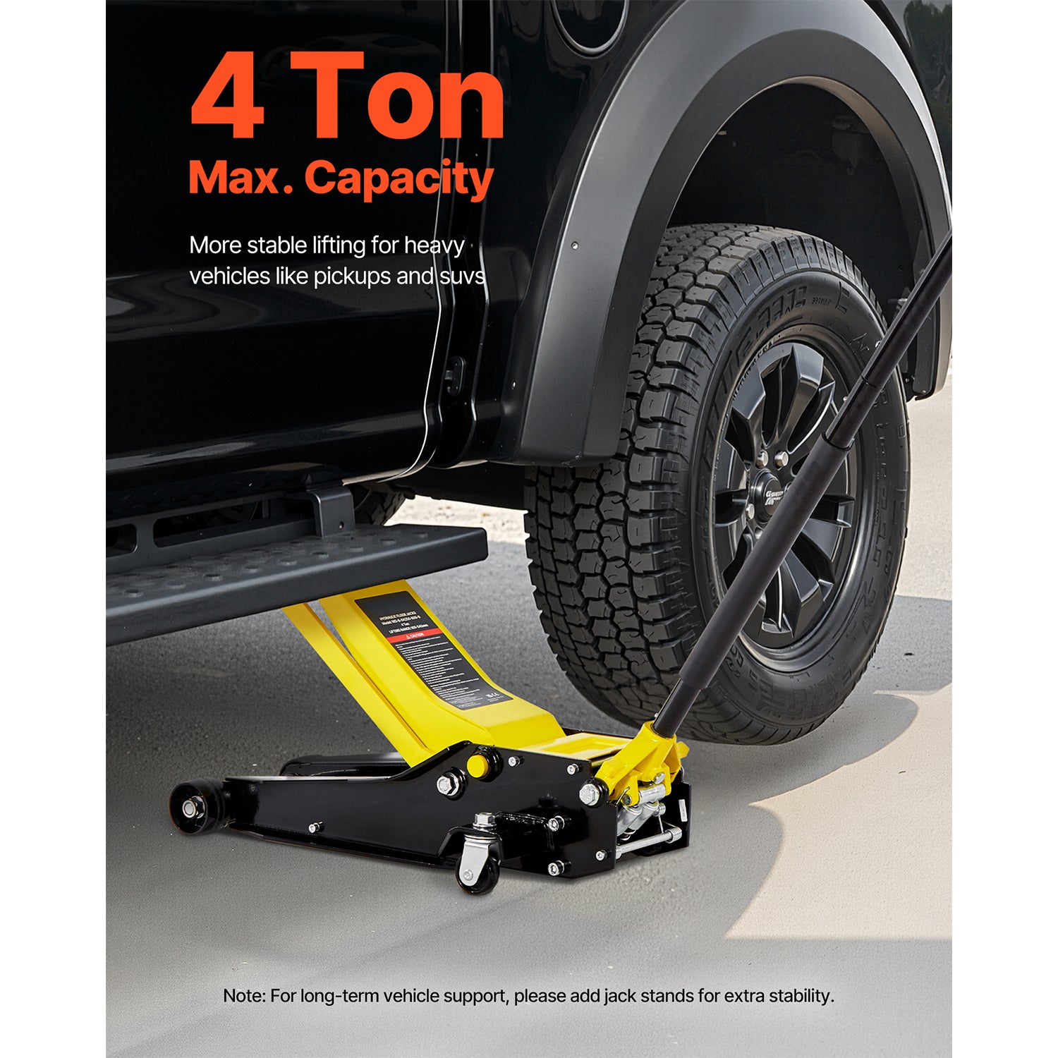 Low Profile Floor Jack, 4 Ton (8818 lbs) Capacity, Steel Racing Floor Jack with Dual Pistons Quick Lift Pump, Hydraulic Trolley Car Lift for Sport Utility Vehicle, Lifting Range 3.9-21.5 Inches image 4