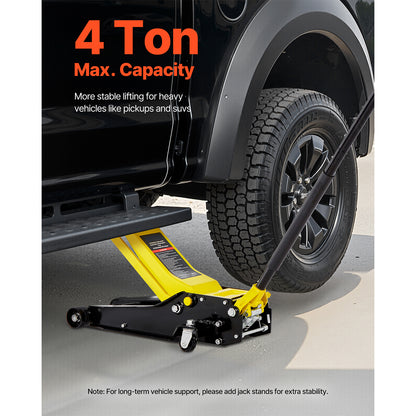 Low Profile Floor Jack, 4 Ton (8818 lbs) Capacity, Steel Racing Floor Jack with Dual Pistons Quick Lift Pump, Hydraulic Trolley Car Lift for Sport Utility Vehicle, Lifting Range 3.9-21.5 Inches image 4