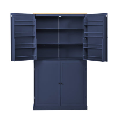 [Assembly Video Provided]TOPMAX 40.2x20x71.3inch High Freestanding Kitchen Pantry Large Cupboard Storage Cabinet with 2 Drawers, 2 Adjustable Shelves, 8 Door Shelves for Kitchen, Dining Room,Blue image 11