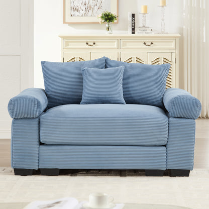 54.3" Oversized Cloud Modular Sectional Couch,Extra-Thick Armrests Good Resilience Cushions Ergonomic Design Premium Soft Corduroy Fabric,Easy Assembly For Living Rooms Study,Blue image 3