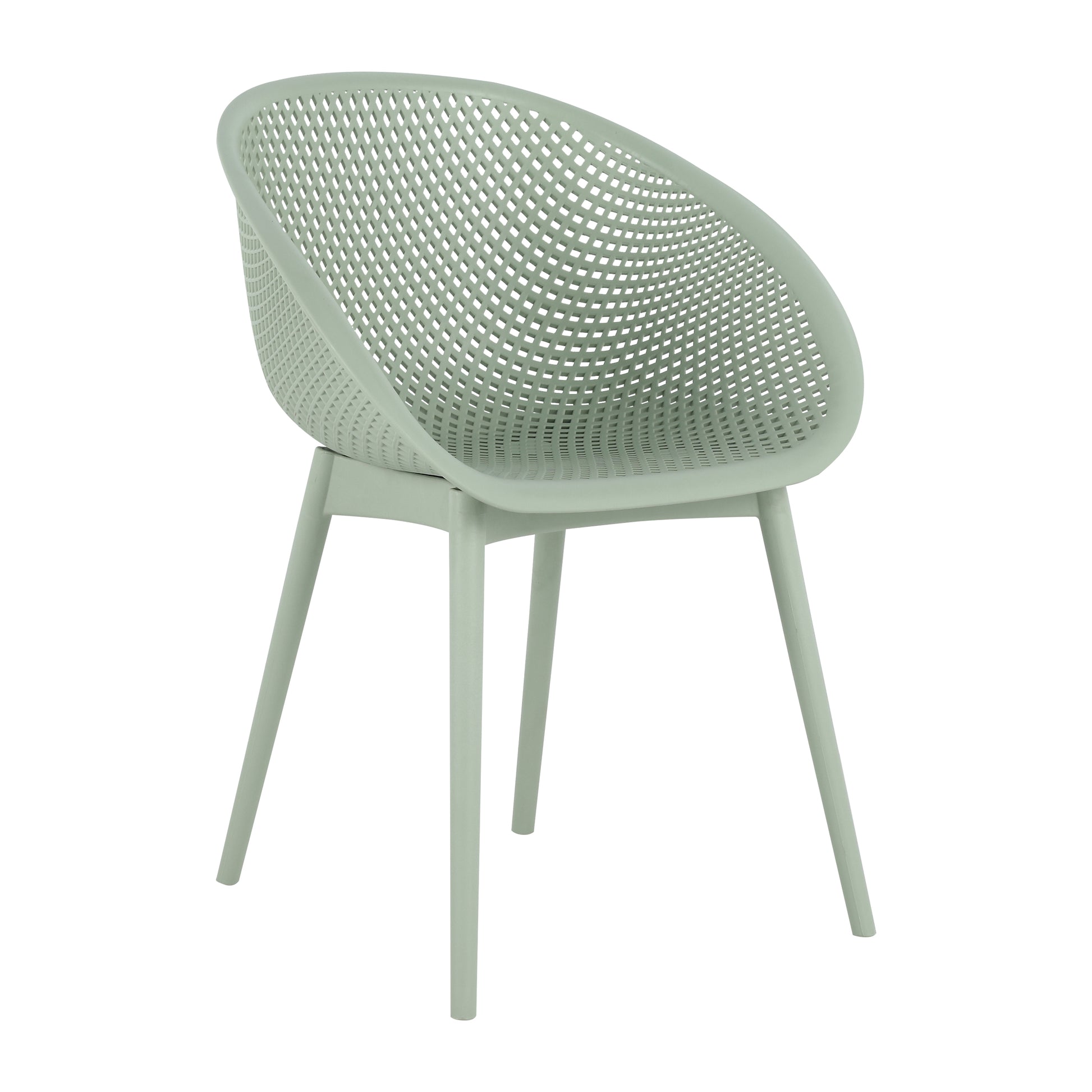 Summer - 2-Pack Pale Green Modern Lounge Chairs – Indoor/Outdoor All-Weather PP Plastic with 36 Inch Indoor/Outdoor Modern White Round PP Table image 8