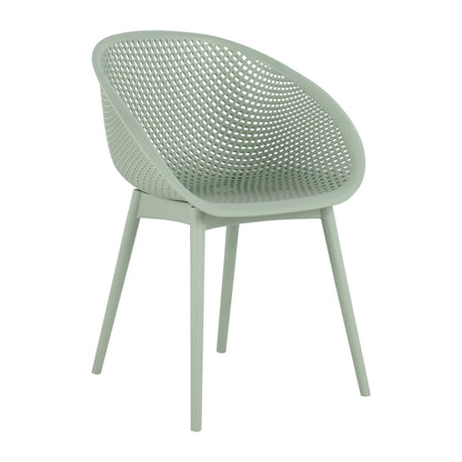 Summer - 2-Pack Pale Green Modern Lounge Chairs – Indoor/Outdoor All-Weather PP Plastic with 36 Inch Indoor/Outdoor Modern White Round PP Table image 8