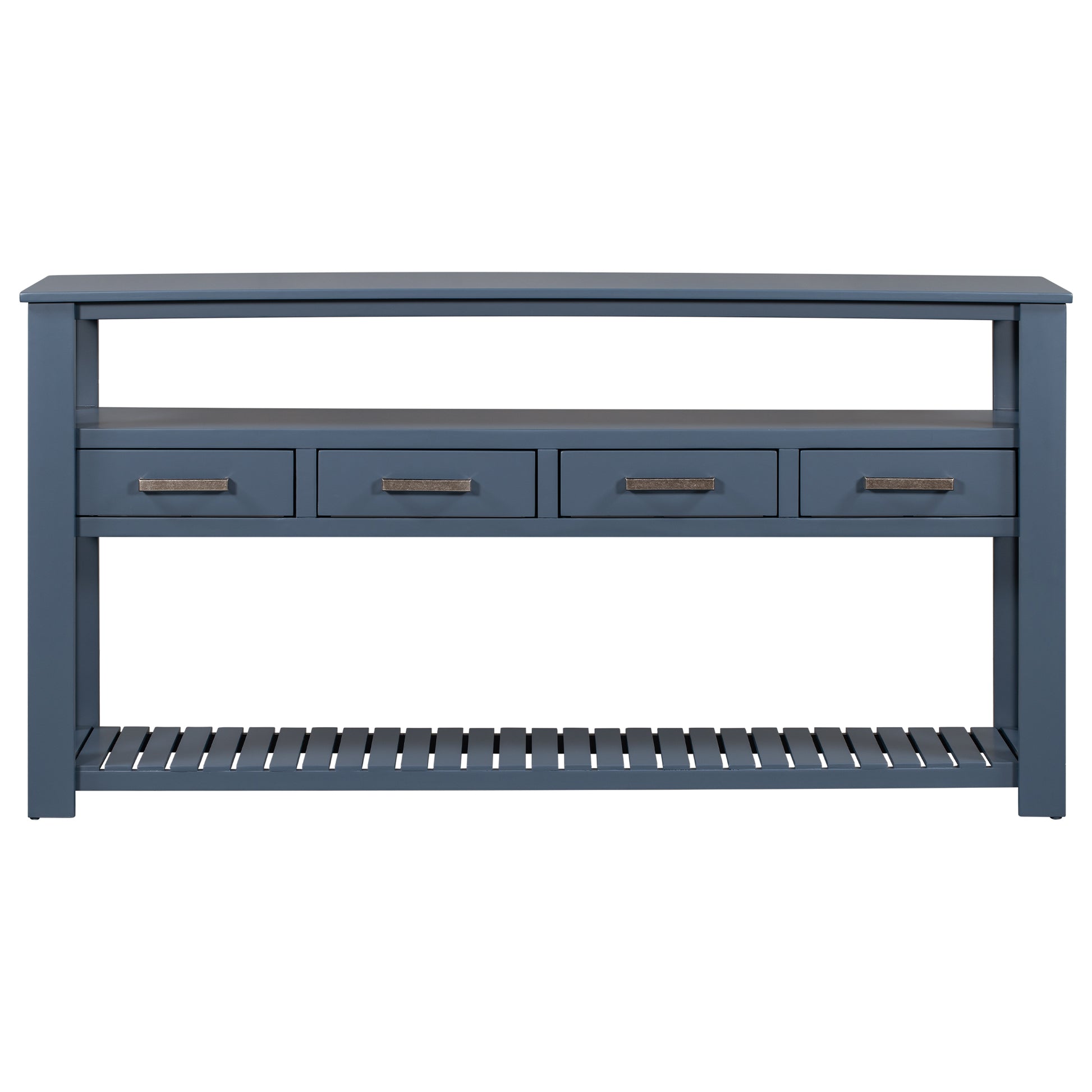 U_STYLE 61.5''Large Entryway Table with 4 Drawers,Painted Console Table with 3-Tier Open Shelves and Metal Handles,Versatile Hallway Sofa Table for Living Room, Bedroom, Foyer and Kitchen image 8