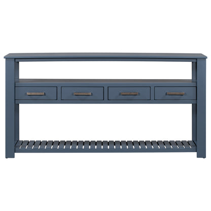 U_STYLE 61.5''Large Entryway Table with 4 Drawers,Painted Console Table with 3-Tier Open Shelves and Metal Handles,Versatile Hallway Sofa Table for Living Room, Bedroom, Foyer and Kitchen image 8