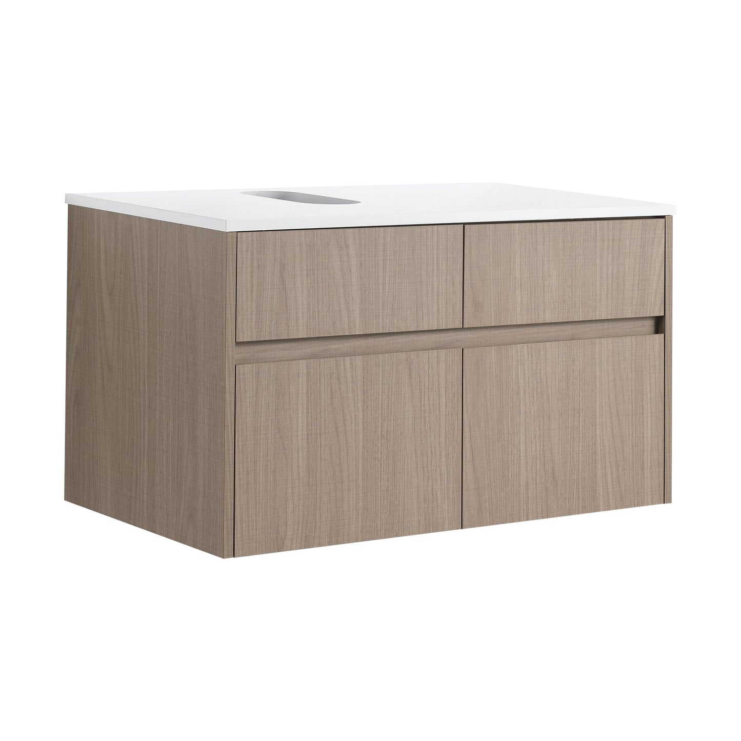 32(31-1/2") Inch Wall-Mounted Bathroom Vanity, 2-Soft Close Doors and 1-Drawer, KD-Packing, Particle Board (Vanity Only, Without Sink) image 5