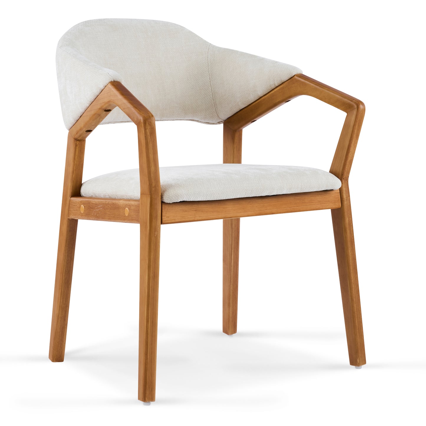 Indoor Dining Chair Set of 2, Beige Chenille Upholstered Armchair with Sturdy Frame, 300lbs Capacity, Ergonomic Curved Backrest image 8
