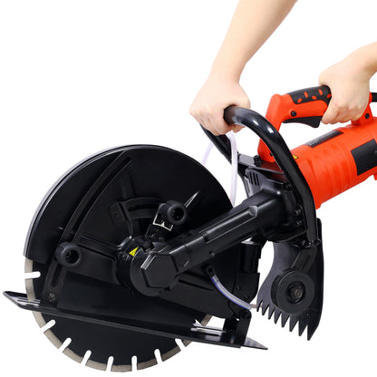 Electric 14" Cut Off Saw Wet/Dry Concrete Saw Cutter Guide Roller with Water Line Attachment image 9