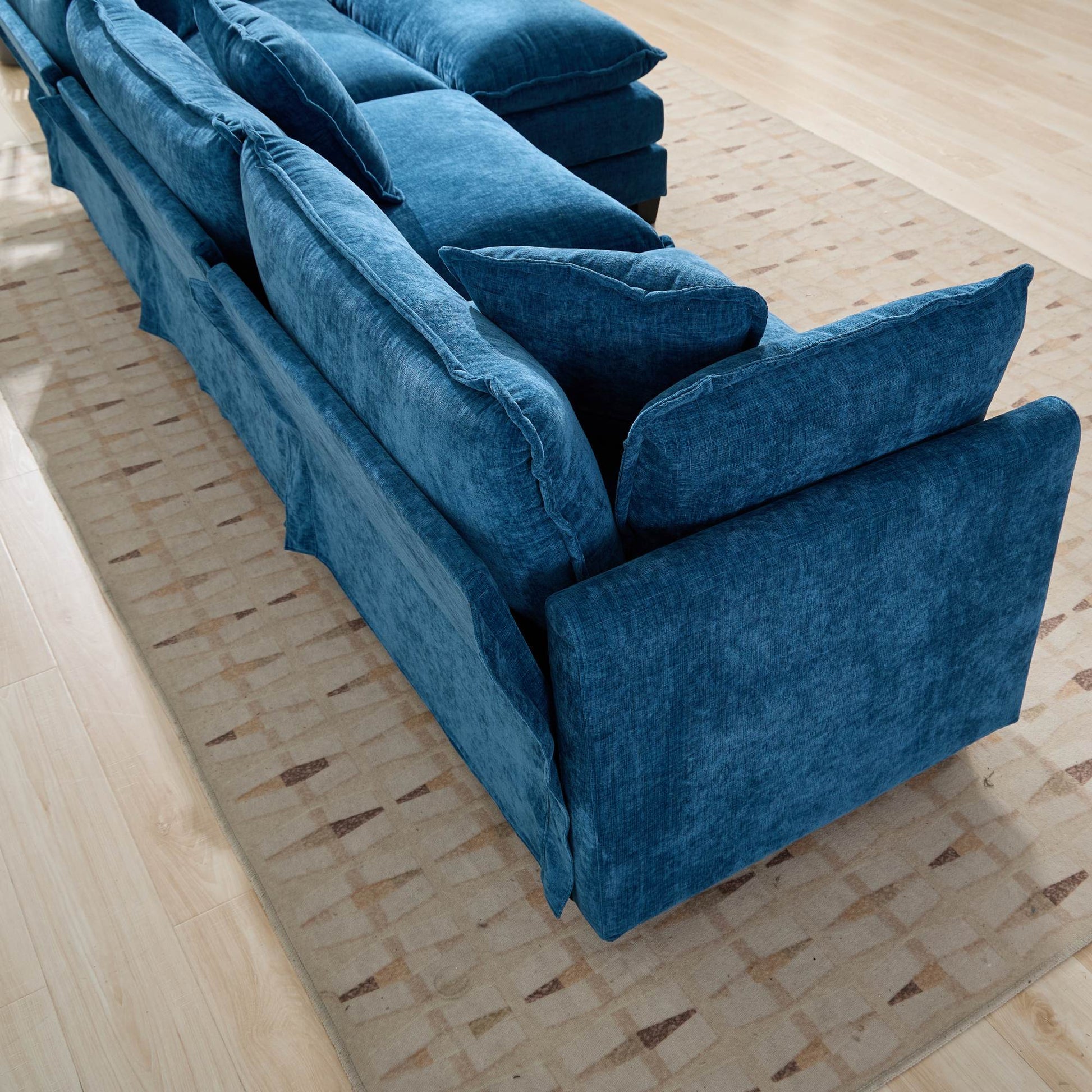 Cloud Sofa two Seats (the cushion on the armrest not included), Modern Sectional Couch, for Apartment, Comfy Double Layer Upholstered Seat Cushion, Breathable Chenille Fabric, Blue,SW504ABL image 5