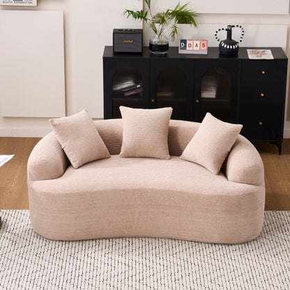 Old Sku: W2231P292607 Compression Loveseat Sofa, Curved Modern Styles Sofa for Small Spaces & Apartments, 30D Chenille No-Assembly,3 Throw Pillows. Warm Beige. image 11