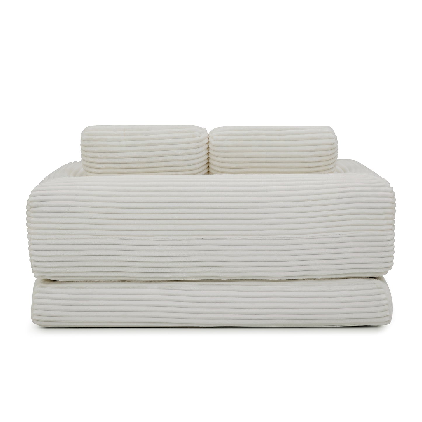 2-in-1 Folding Convertible Sofa Bed, Modern Corduroy Sleeper Couch with 2*pillows, Futon Modular Upholstered Boneless Loveseat with Pull-Out Bed,Folding Floor Modular Couch for Living Room Beige image 11