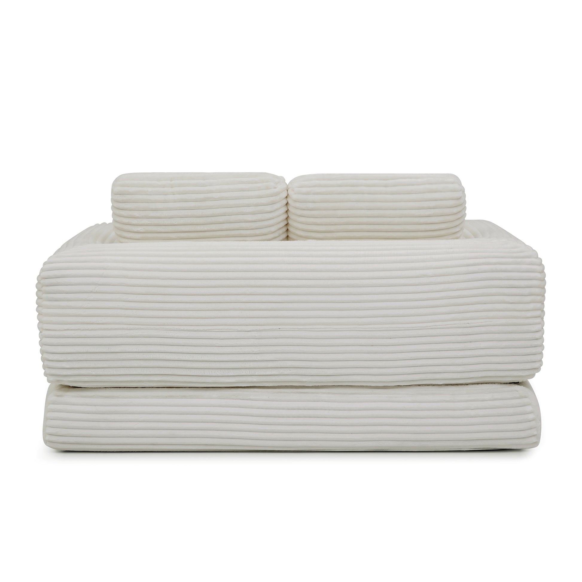 2-in-1 Folding Convertible Sofa Bed, Modern Corduroy Sleeper Couch with 2*pillows, Futon Modular Upholstered Boneless Loveseat with Pull-Out Bed,Folding Floor Modular Couch for Living Room Beige image 11