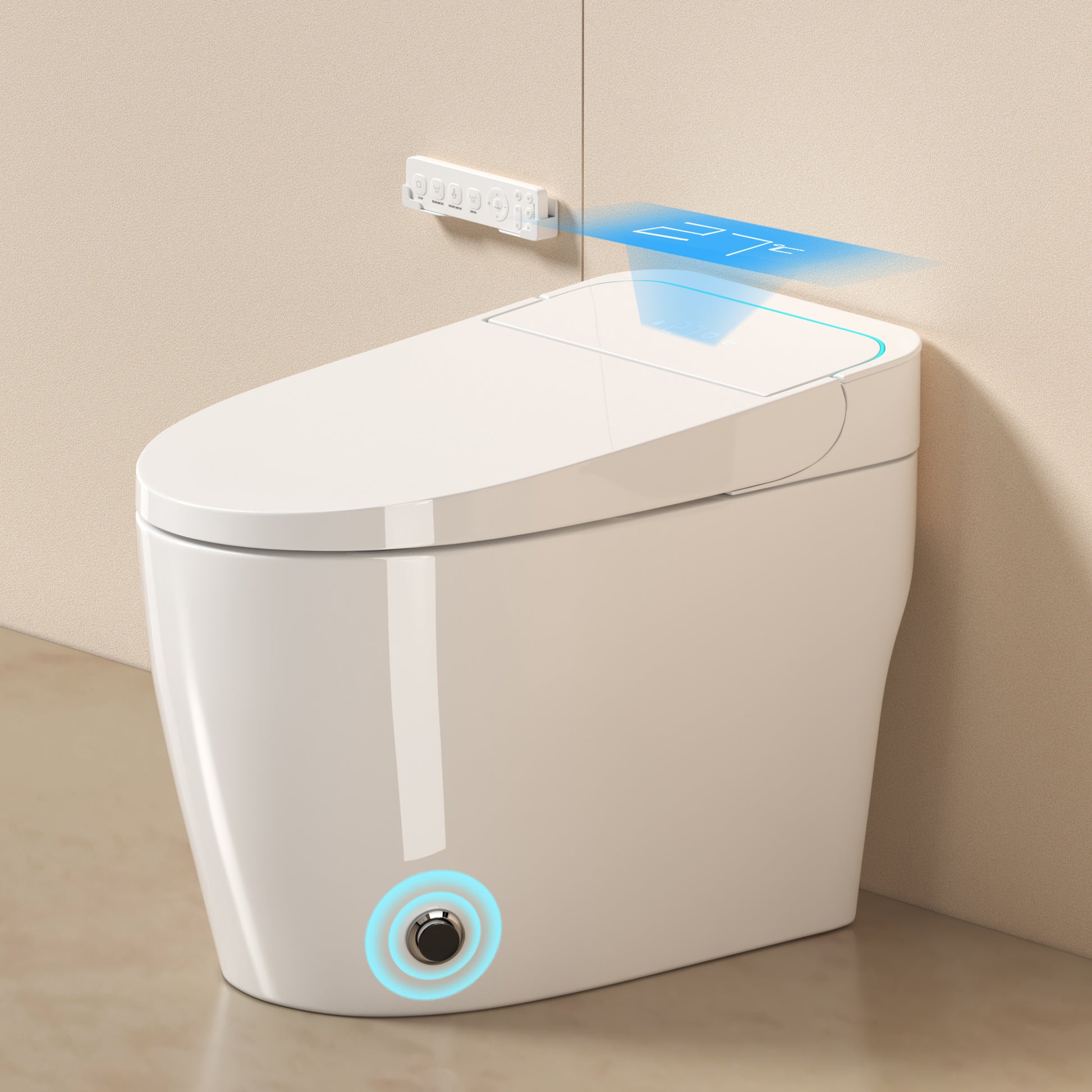 Unique Smart Toile, One Piece Toilet with Bidet Built In,Intelligent Toilet Auto Open/Close Seat. Bidet toilet with Dryer and Warm Water.WHITE image 3