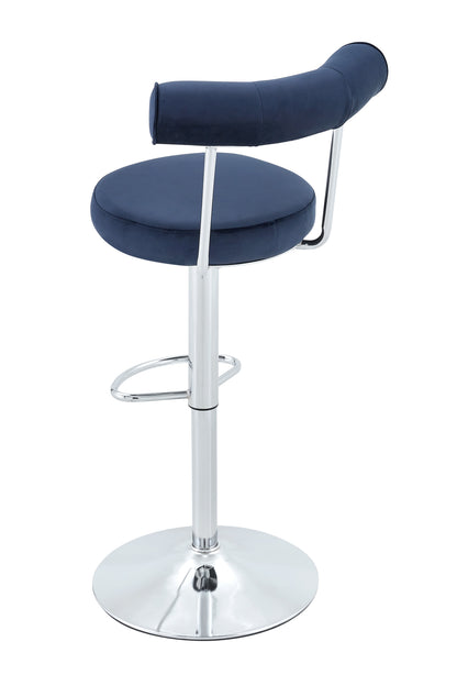 Soft Velvet Upholstered Swivel Adjustable Bar Chair with Chrome Silver Legs - Dining Room Living Room Bar Cafe Reception Desk Bar Stool(Dark Blue, Set of 2) image 7