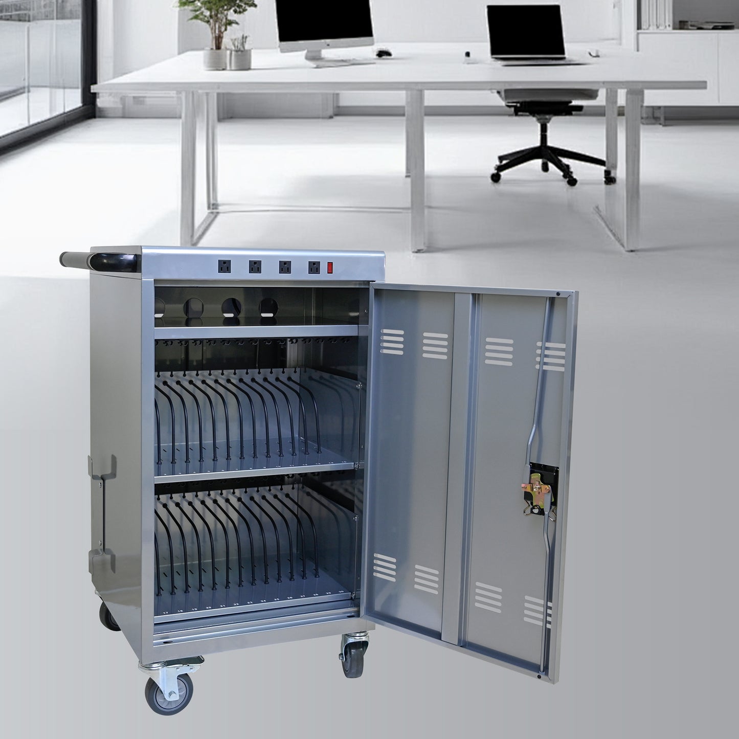 Mobile Charging Cart and Cabinet for Tablets Laptops 35-Device (B30PLUS)-Silver image 12