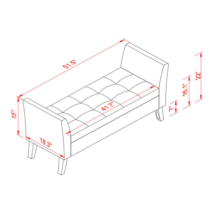 51.5 inch storage bench with pillows and blanket inside
