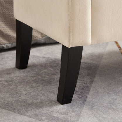 51.5 inch tufted ottoman bench with solid wood legs