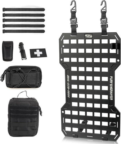 17515 Rigid Molle Panels For Vehicles Truck Mount Rack Panel Tactical Seat Back Organizer with 2 Organizer Storage Bag, 1 Multi-tool Pliers, 1 Flashlight and 5 Fastening Tape image 1
