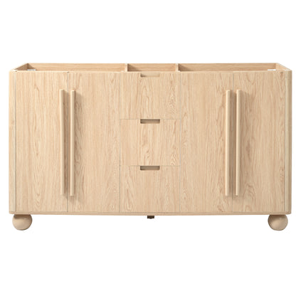 [Cabinet Only] 58.3" Bathroom Vanity Cabinet Only Without Vanity Top, 3 Drawers & 4 Doors, All Soft-Close, Adjustable Shelf, Wood Color image 2